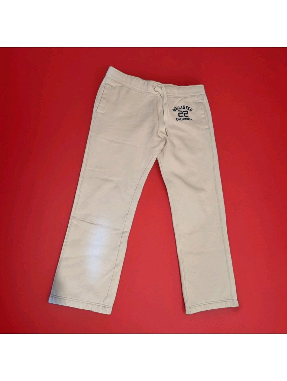 Hollister By Abercrombie Sweatpants Loose Straight Women Medium White Y2K Cotton